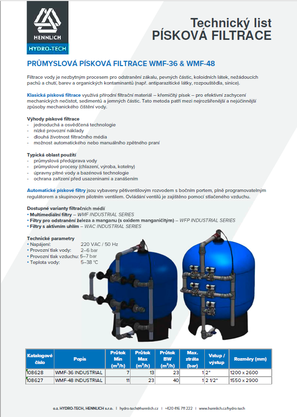 HYD Tech List Piskova Filtrace WMF 36 & WMF 48