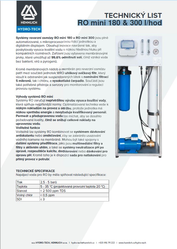 RO Mini 180 300L Hod