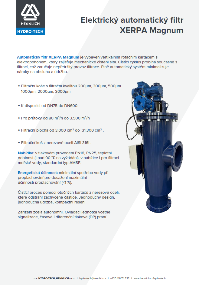 HYD Elektricky Automaticky Filtr XERPA Magnum 2026 HENNLICH
